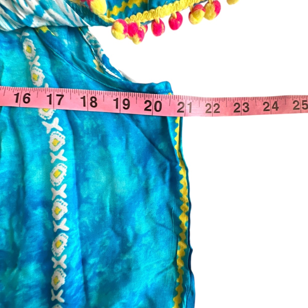 NWT!! Women’s Turquoise Blue Boho Dress with Pom Pom Trim - Picture 7 of 12